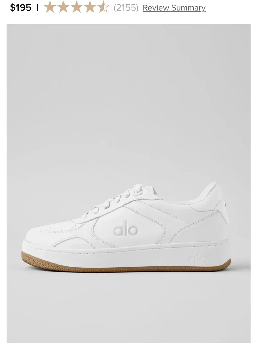 ALO Yoga White Sneakers with Gum Sole